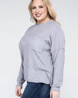 Ribbed Brushed Melange Sweater, Various Colors, Zenana