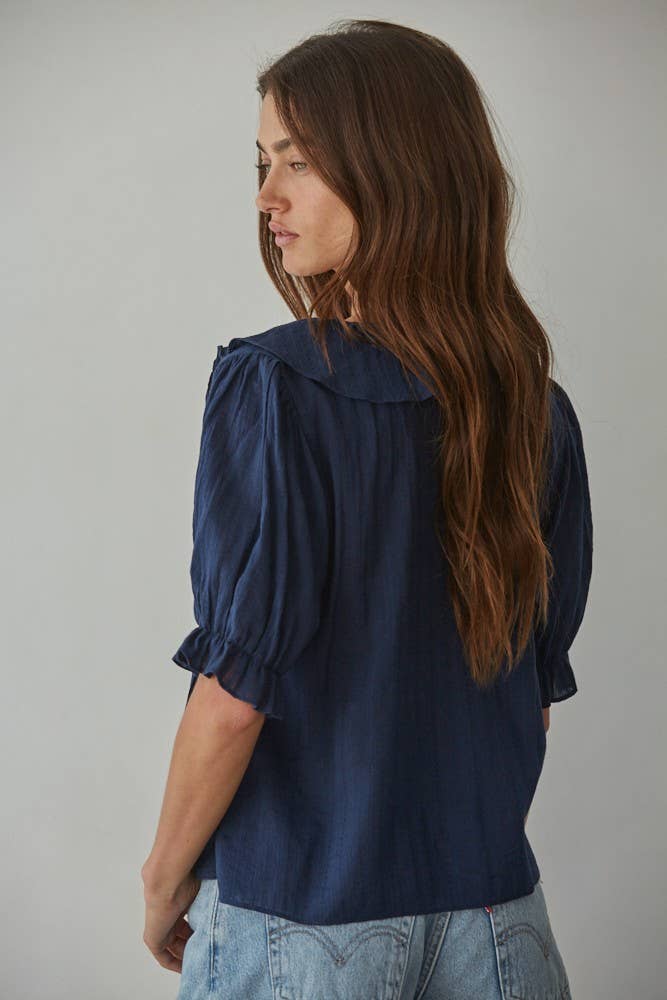 PREORDER By Together - Woven Cotton Buttondown V-Neck Top (ships approx. 2/10/26)