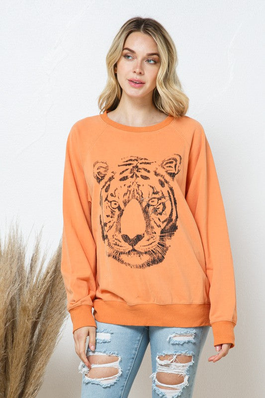 French Terry Tiger Studded Star Sweatshirt, Blue B