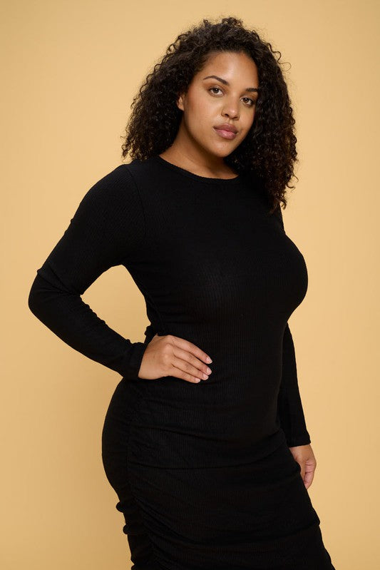 Drawstring Ruched Side Rib-knit Sweater Dress, Renee C (online only) Jurisdiction Clothing Drawstring Ruched Side Rib-knit Sweater Dress, Renee C (online only) Jurisdiction Clothing