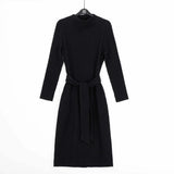 Clara Sunwoo - - Chunky Ribbed - Tie Waist Pocket Midi Sweater Dress