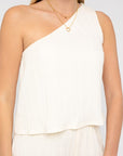 Sleeveless One Shoulder Layered Top Romper, Gilli