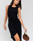 SLEEVELESS TWIST WRAP RIB MIDI DRESS, Gilli