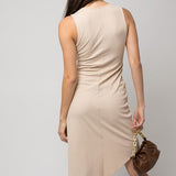 SLEEVELESS TWIST WRAP RIB MIDI DRESS, Gilli