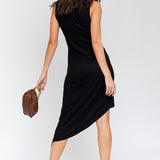 SLEEVELESS TWIST WRAP RIB MIDI DRESS, Gilli