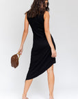 SLEEVELESS TWIST WRAP RIB MIDI DRESS, Gilli