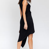 SLEEVELESS TWIST WRAP RIB MIDI DRESS, Gilli