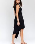 SLEEVELESS TWIST WRAP RIB MIDI DRESS, Gilli