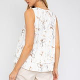 Sleeveless V-Neck Layered Bottom Abstract Top, Gilli