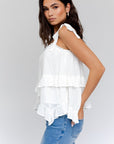 SLEEVELESS ASYMMETRICAL HEM LINE TIERED TOP, Gilli