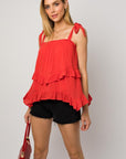 SLEEVELESS ASYMMETRICAL HEM LINE TIERED TOP, Gilli