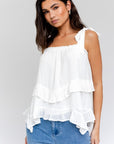 SLEEVELESS ASYMMETRICAL HEM LINE TIERED TOP, Gilli