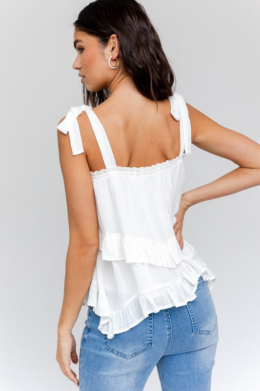 SLEEVELESS ASYMMETRICAL HEM LINE TIERED TOP, Gilli