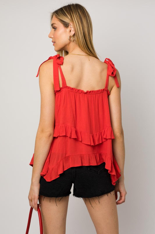 SLEEVELESS ASYMMETRICAL HEM LINE TIERED TOP, Gilli