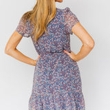 PUFF SLEEVE FAUX WRAP MINI DRESS WITH RUFFLE, Gilli