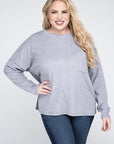 Ribbed Brushed Melange Sweater, Various Colors, Zenana