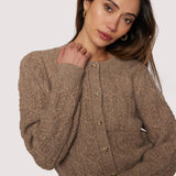 Lost + Wander - Georgina Cardigan - Fall Cable Knit Sweater Brown