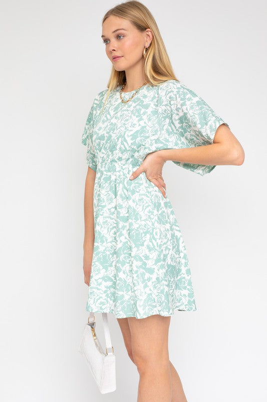 Kimono Sleeve Floral Print Dress, Gilli