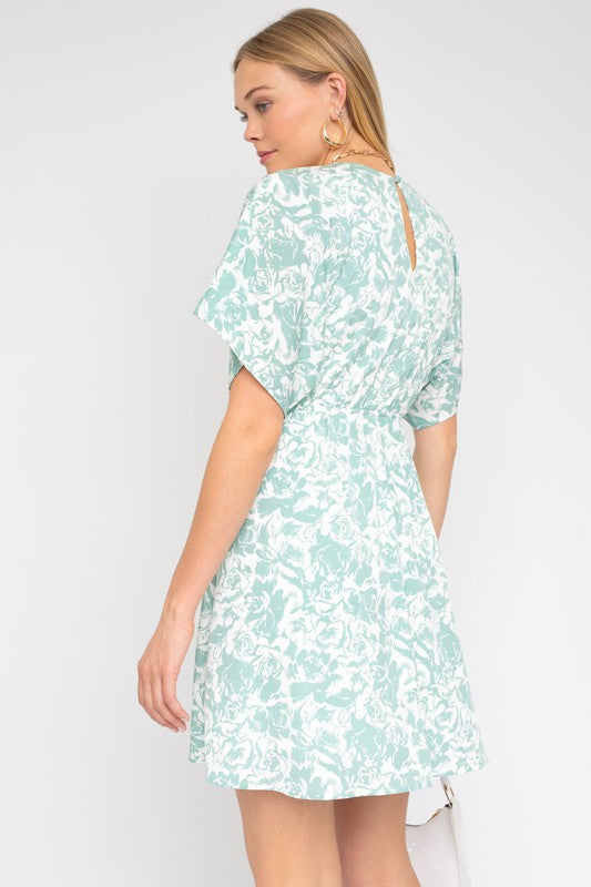 Kimono Sleeve Floral Print Dress, Gilli