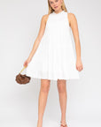 SLEEVELESS RUFFLE NECK TIERED DRESS, Gilli