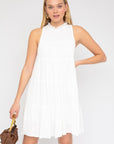 SLEEVELESS RUFFLE NECK TIERED DRESS, Gilli