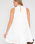 SLEEVELESS RUFFLE NECK TIERED DRESS, Gilli