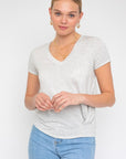 Short Sleeve V-Neck Twist Front Top, Gilli