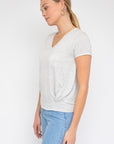 Short Sleeve V-Neck Twist Front Top, Gilli