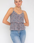 Sleeveless Elastic Waist Top With Ruffle,Gilli