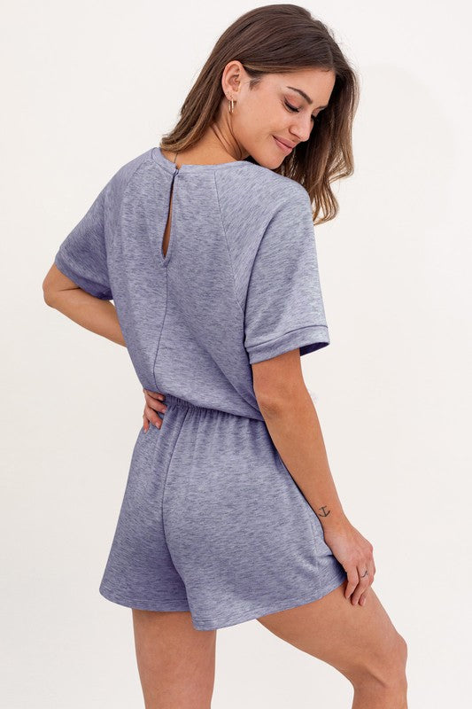 Short Sleeve Side Pocket Drawstring Romper, Gilli (Various colors)