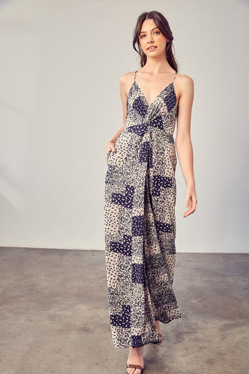 Paisley Printed Cami Jumpsuit, Mustard Seed