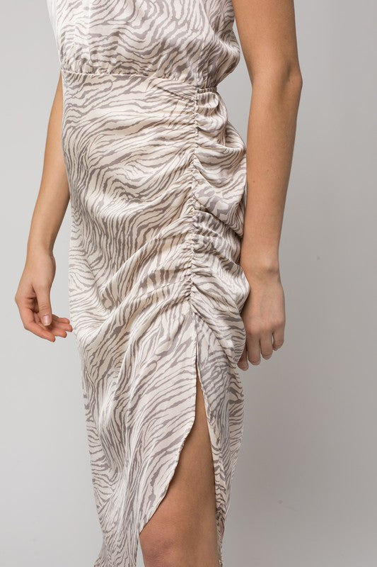 Sleeveless One shoulder Abstract Print Dress, Gilli