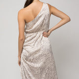 Sleeveless One shoulder Abstract Print Dress, Gilli