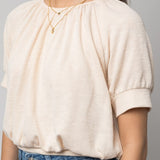 Shirred Neck Rib Tee- Gilli