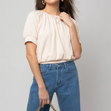Shirred Neck Rib Tee- Gilli