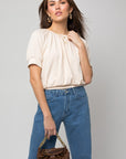 Shirred Neck Rib Tee- Gilli