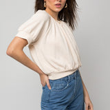 Shirred Neck Rib Tee- Gilli