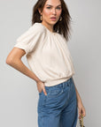 Shirred Neck Rib Tee- Gilli