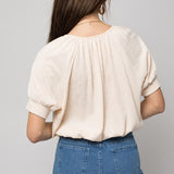 Shirred Neck Rib Tee- Gilli