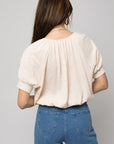 Shirred Neck Rib Tee- Gilli