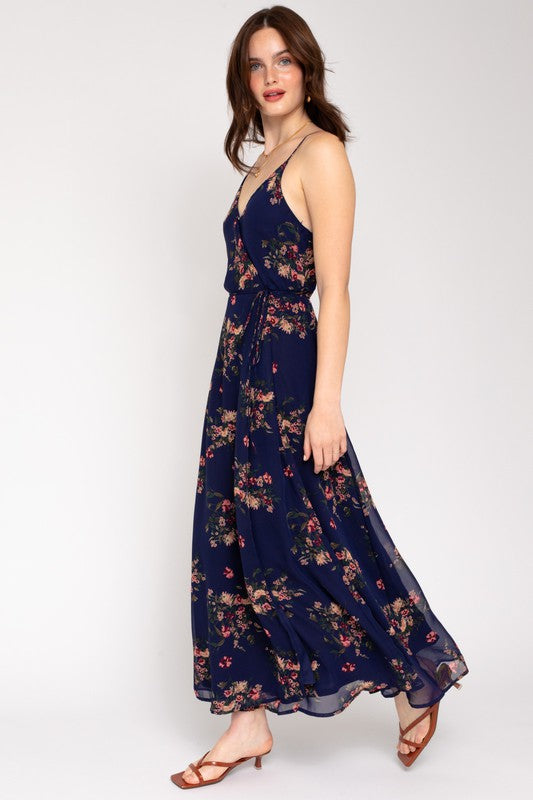 SPA STRAP FLORAL PRINTED MAXI WRAP DRESS, Gilli