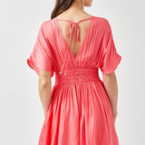 Smocked Waist with Tassel Strap Dress, Mustard Seed