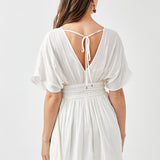 Smocked Waist with Tassel Strap Dress, Mustard Seed