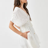 Smocked Waist with Tassel Strap Dress, Mustard Seed