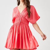 Smocked Waist with Tassel Strap Dress, Mustard Seed
