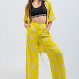 WIDE LEG TROUSERS IN YELLOW FLORAL, Q2