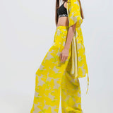 WIDE LEG TROUSERS IN YELLOW FLORAL, Q2