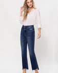 High Rise Distressed Hem Kick Flare Jeans, Vervet by Flying Monkey