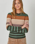 Mystree Color Block Striped Sweater Top