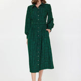 Current Air - Textured Jacquard Shirt Midi Dress